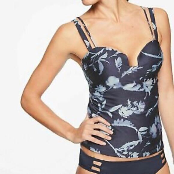 Athleta Aqualuxe Print Square Plunge Tankini - Size XS - Picture 1 of 10